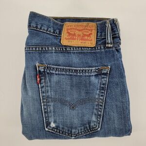 Levi's 514 Straight Fit Jeans 32x32 Blue Distressed Denim Mens